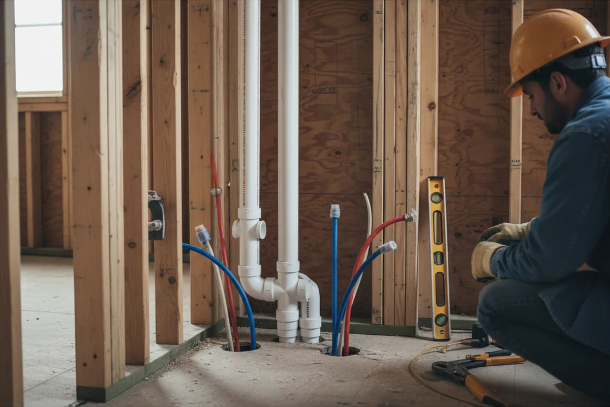 Drain and supply rough-in during Drain Cleaning in Hanover